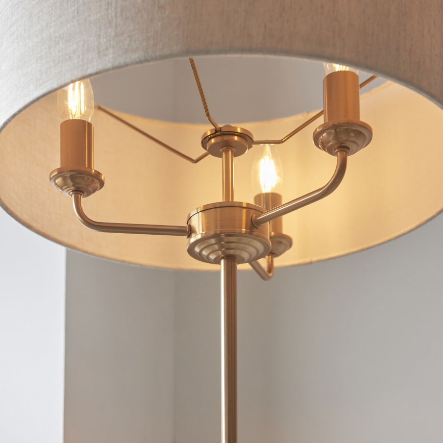Endon 110724 - Stojací lampa HIGHCLERE 1xE14/40W/230V béžová/mosaz