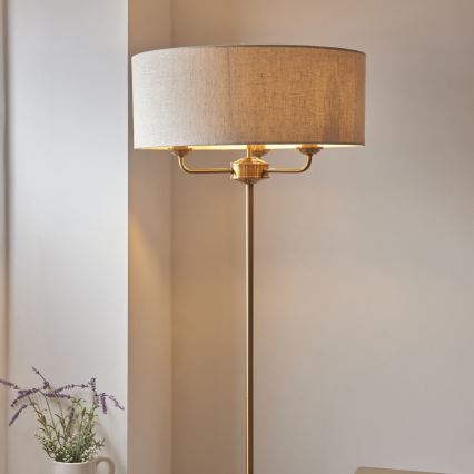 Endon 110724 - Stojací lampa HIGHCLERE 1xE14/40W/230V béžová/mosaz