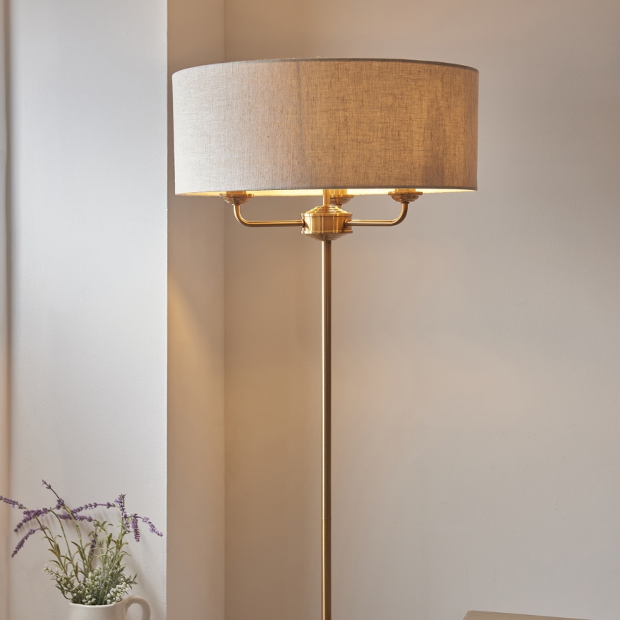 Endon 110724 - Stojací lampa HIGHCLERE 1xE14/40W/230V béžová/mosaz