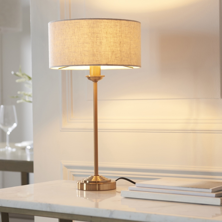 Endon 110728 - Stolní lampa HIGHCLERE 1xE14/7W/230V béžová/mosaz pr. 25 cm