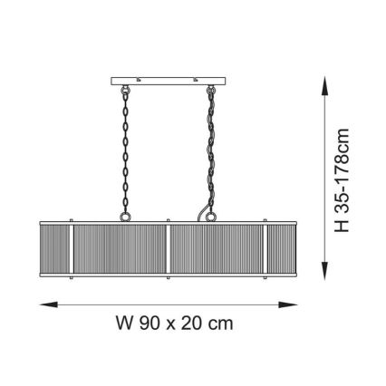Endon 110945 - Lustr na řetězu RIDGETON 4xE14/6W/230V mosaz/čirá
