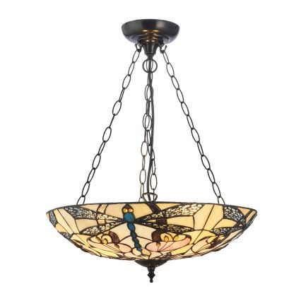 Endon 111869 - Lustr na řetězu Tiffany ASHTON 3xE27/10W/230V pr. 45 cm