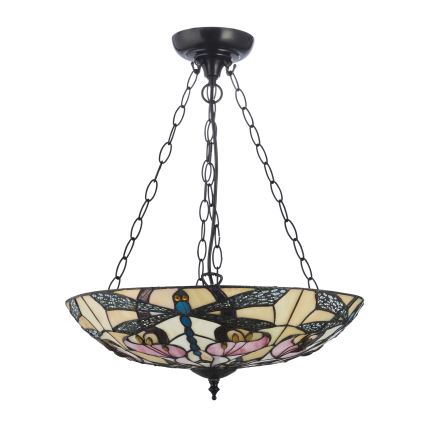 Endon 111869 - Lustr na řetězu Tiffany ASHTON 3xE27/10W/230V pr. 45 cm