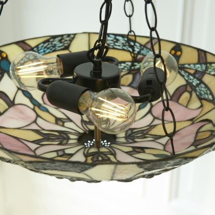 Endon 111869 - Lustr na řetězu Tiffany ASHTON 3xE27/10W/230V pr. 45 cm