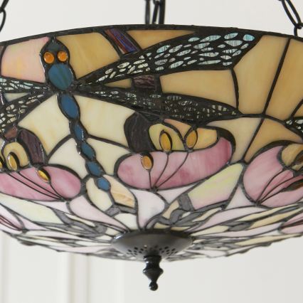 Endon 111869 - Lustr na řetězu Tiffany ASHTON 3xE27/10W/230V pr. 45 cm