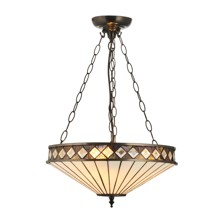 Endon 111870 - Lustr na řetězu Tiffany FARGO 3xE27/10W/230V pr. 41,5 cm