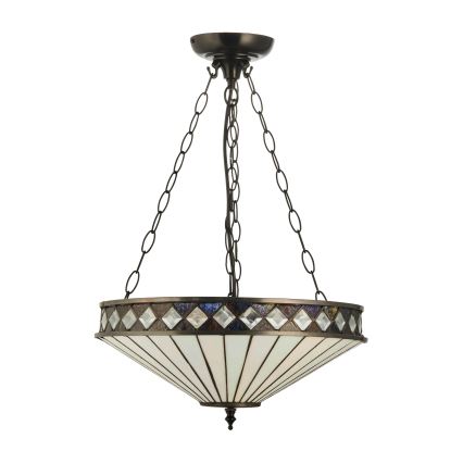 Endon 111870 - Lustr na řetězu Tiffany FARGO 3xE27/10W/230V pr. 41,5 cm