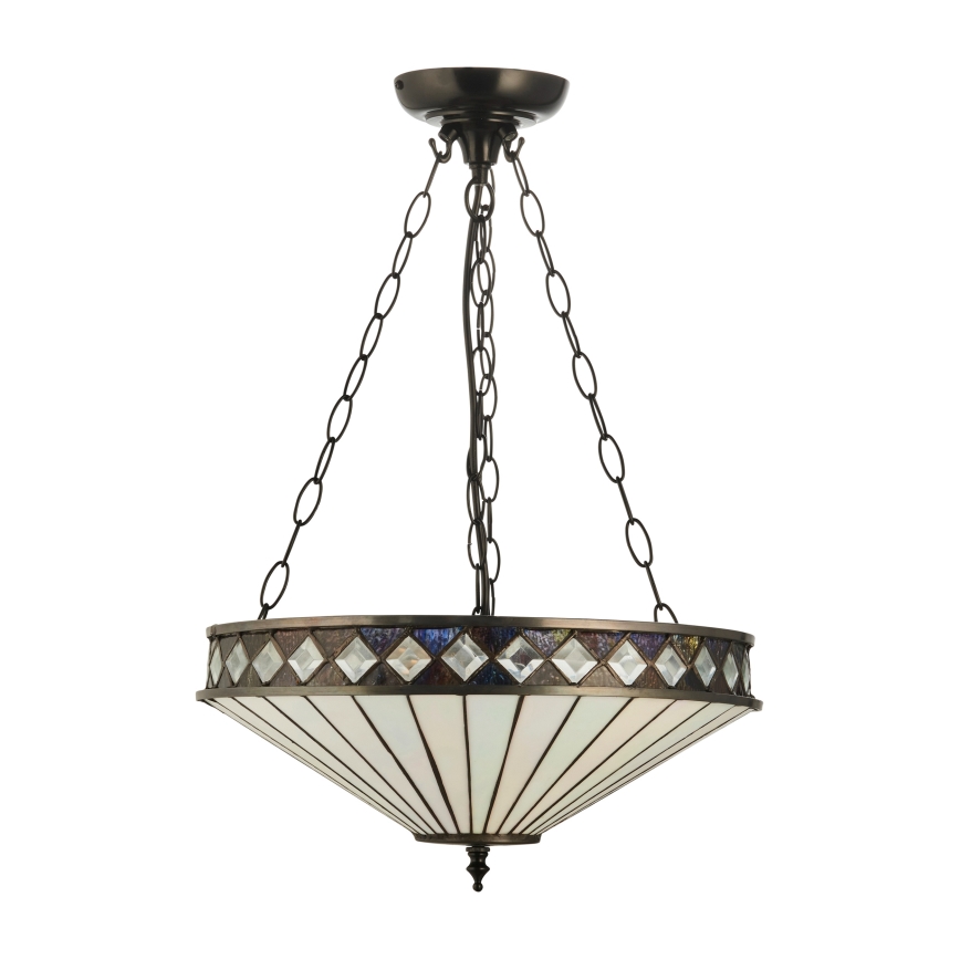 Endon 111870 - Lustr na řetězu Tiffany FARGO 3xE27/10W/230V pr. 41,5 cm