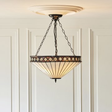 Endon 111871 - Lustr na řetězu Tiffany FARGO 3xE27/10W/230V pr. 50 cm