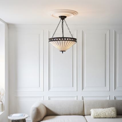 Endon 111871 - Lustr na řetězu Tiffany FARGO 3xE27/10W/230V pr. 50 cm