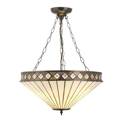 Endon 111871 - Lustr na řetězu Tiffany FARGO 3xE27/10W/230V pr. 50 cm