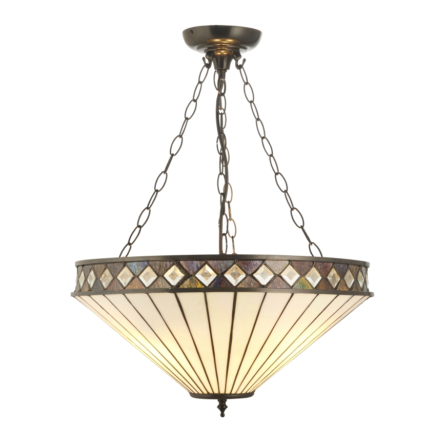 Endon 111871 - Lustr na řetězu Tiffany FARGO 3xE27/10W/230V pr. 50 cm