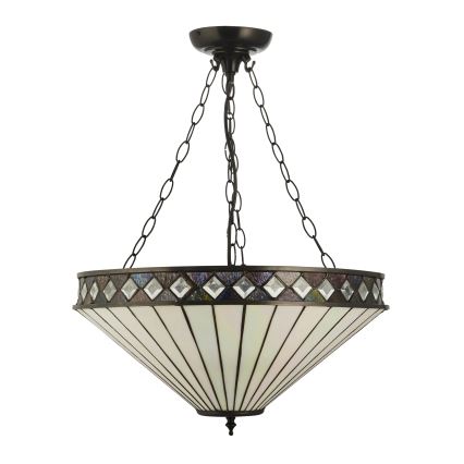 Endon 111871 - Lustr na řetězu Tiffany FARGO 3xE27/10W/230V pr. 50 cm