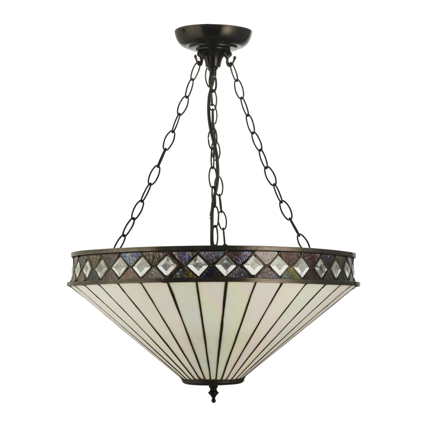 Endon 111871 - Lustr na řetězu Tiffany FARGO 3xE27/10W/230V pr. 50 cm