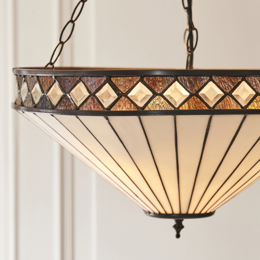 Endon 111871 - Lustr na řetězu Tiffany FARGO 3xE27/10W/230V pr. 50 cm