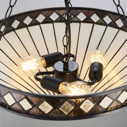 Endon 111871 - Lustr na řetězu Tiffany FARGO 3xE27/10W/230V pr. 50 cm