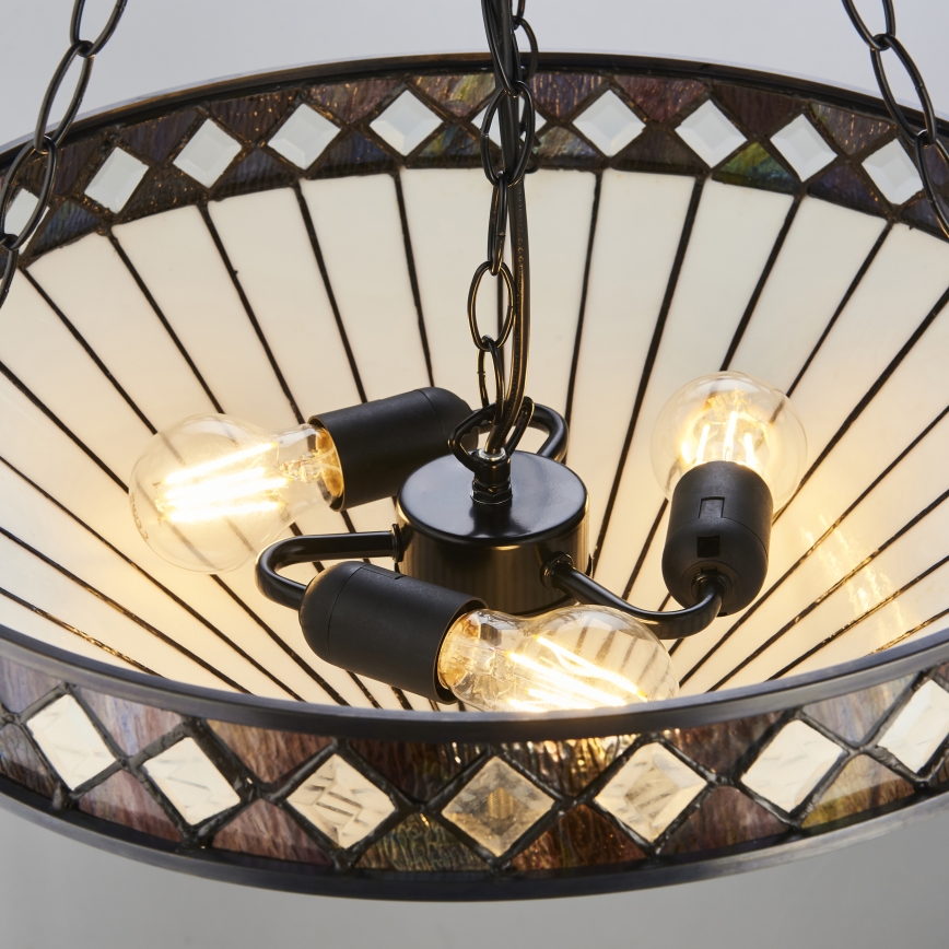 Endon 111871 - Lustr na řetězu Tiffany FARGO 3xE27/10W/230V pr. 50 cm