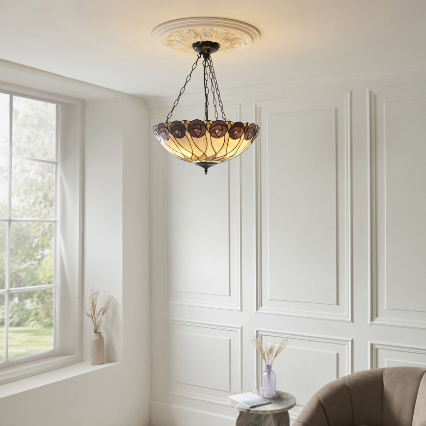 Endon 111872 - Lustr na řetězu Tiffany HUTCHINSON 3xE27/60W/230V pr. 50 cm