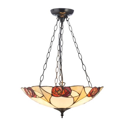 Endon 111879 - Lustr na řetězu Tiffany INGRAM 3xE27/10W/230V pr. 45 cm
