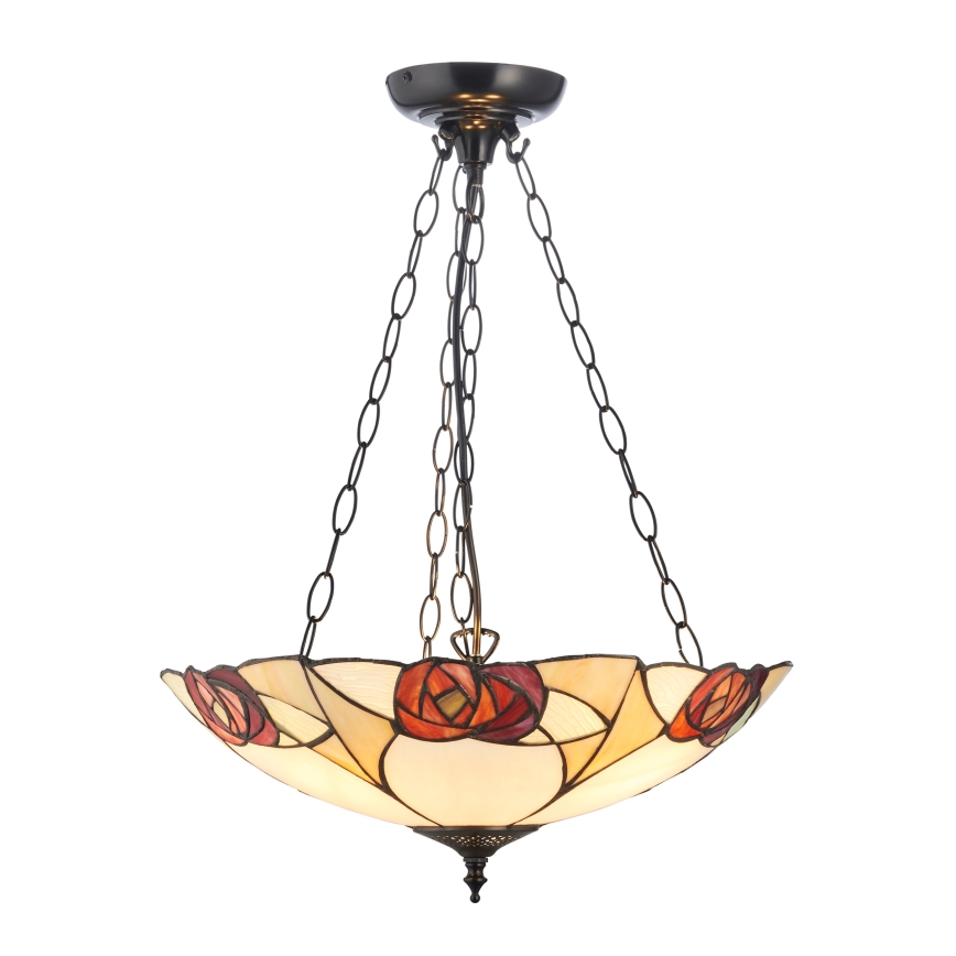 Endon 111879 - Lustr na řetězu Tiffany INGRAM 3xE27/10W/230V pr. 45 cm