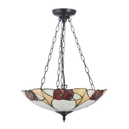 Endon 111879 - Lustr na řetězu Tiffany INGRAM 3xE27/10W/230V pr. 45 cm