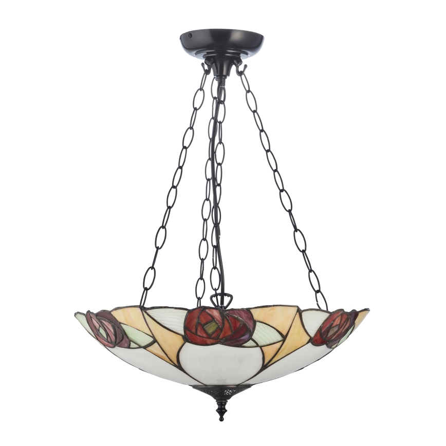 Endon 111879 - Lustr na řetězu Tiffany INGRAM 3xE27/10W/230V pr. 45 cm