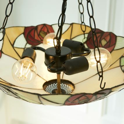 Endon 111879 - Lustr na řetězu Tiffany INGRAM 3xE27/10W/230V pr. 45 cm