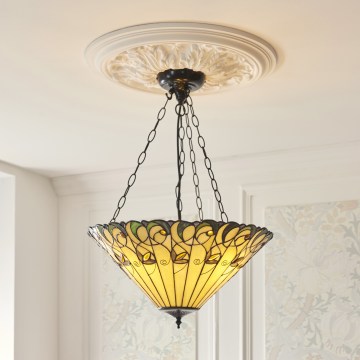 Endon 111881 - Lustr na řetězu Tiffany JAMELIA 3xE27/10W/230V pr. 50 cm