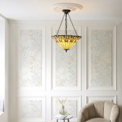 Endon 111881 - Lustr na řetězu Tiffany JAMELIA 3xE27/10W/230V pr. 50 cm