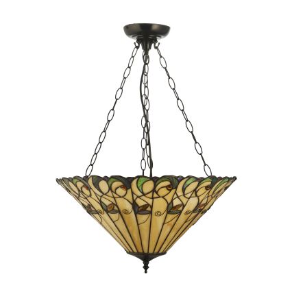 Endon 111881 - Lustr na řetězu Tiffany JAMELIA 3xE27/10W/230V pr. 50 cm