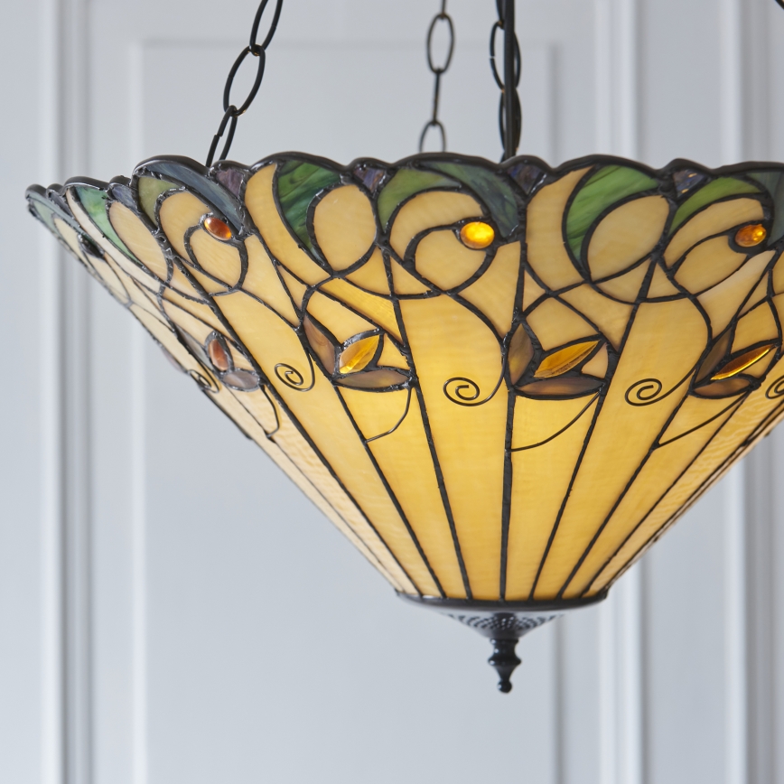 Endon 111881 - Lustr na řetězu Tiffany JAMELIA 3xE27/10W/230V pr. 50 cm