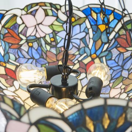 Endon 111887 - Lustr na řetězu Tiffany SULLIVAN 3xE27/10W/230V pr. 57 cm