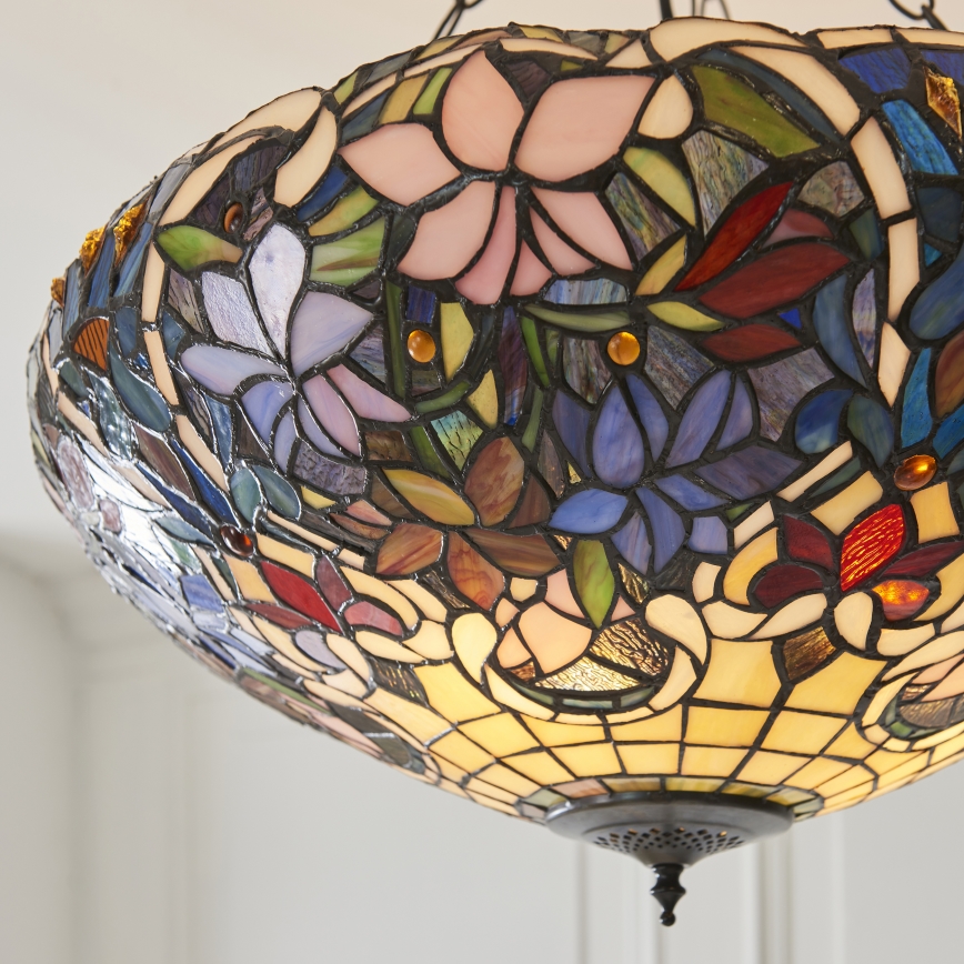 Endon 111887 - Lustr na řetězu Tiffany SULLIVAN 3xE27/10W/230V pr. 57 cm