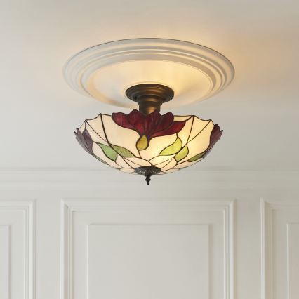 Endon 111896 - Přisazený lustr Tiffany BOTANICA 3xE27/10W/230V pr. 45 cm