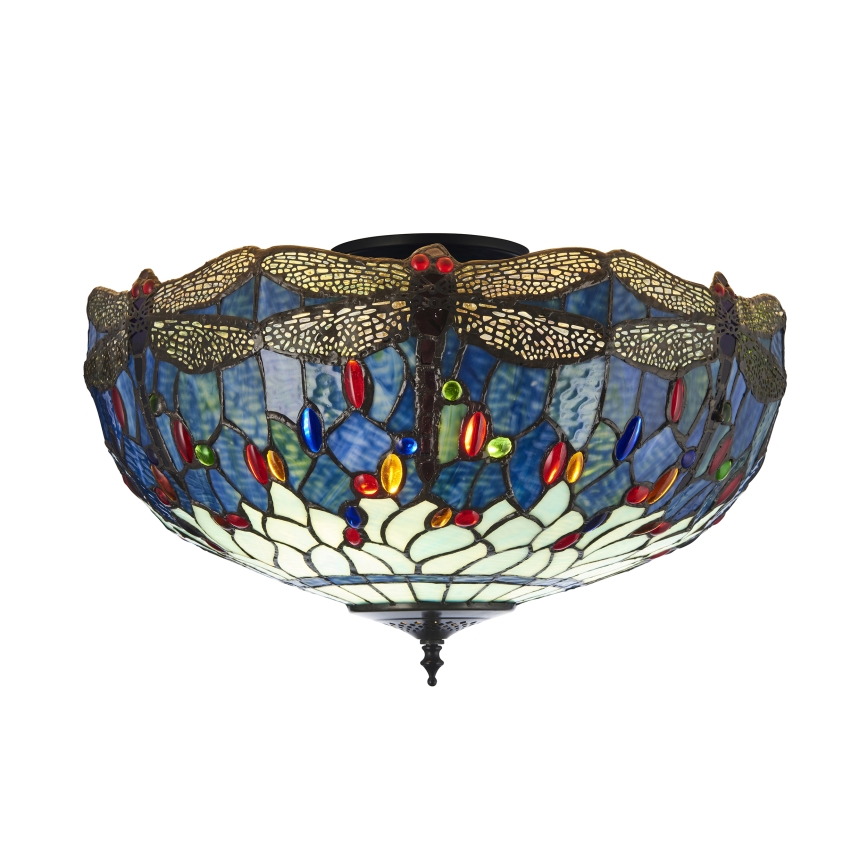 Endon 111899 - Stropní svítidlo Tiffany DRAGONFLY 3xE27/10W/230V pr. 50 cm
