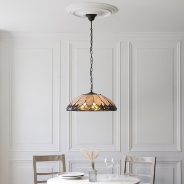 Endon 111929 - Lustr na řetězu Tiffany BROOKLYN 3xE27/10W/230V pr. 50 cm