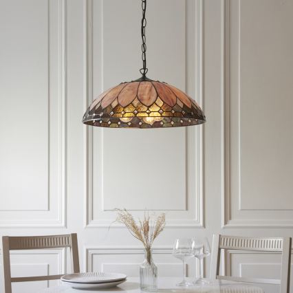 Endon 111929 - Lustr na řetězu Tiffany BROOKLYN 3xE27/10W/230V pr. 50 cm