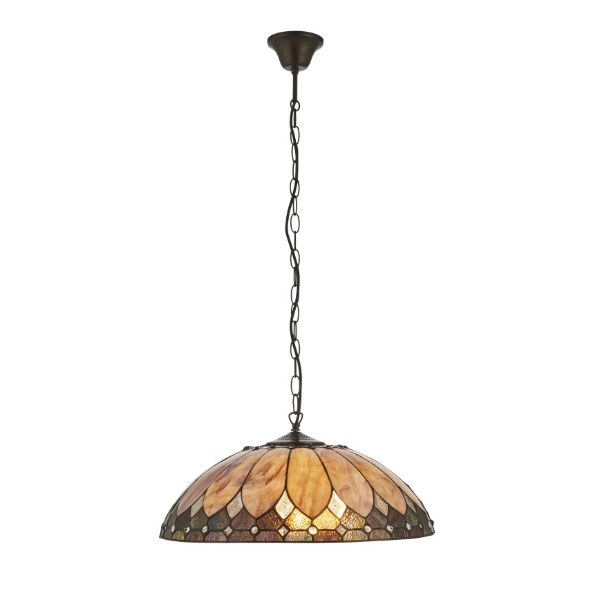 Endon 111929 - Lustr na řetězu Tiffany BROOKLYN 3xE27/10W/230V pr. 50 cm
