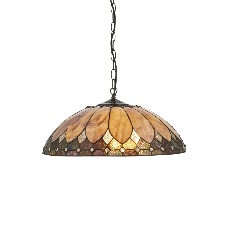 Endon 111929 - Lustr na řetězu Tiffany BROOKLYN 3xE27/10W/230V pr. 50 cm