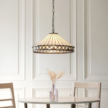 Endon 111961 - Lustr na řetězu Tiffany FARGO 3xE27/10W/230V pr. 50 cm