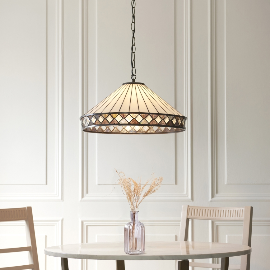 Endon 111961 - Lustr na řetězu Tiffany FARGO 3xE27/10W/230V pr. 50 cm