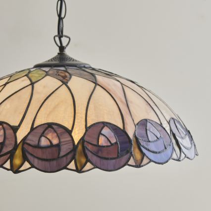 Endon 111985 - Lustr na řetězu Tiffany HUTCHINSON 3xE27/10W/230V pr. 50 cm