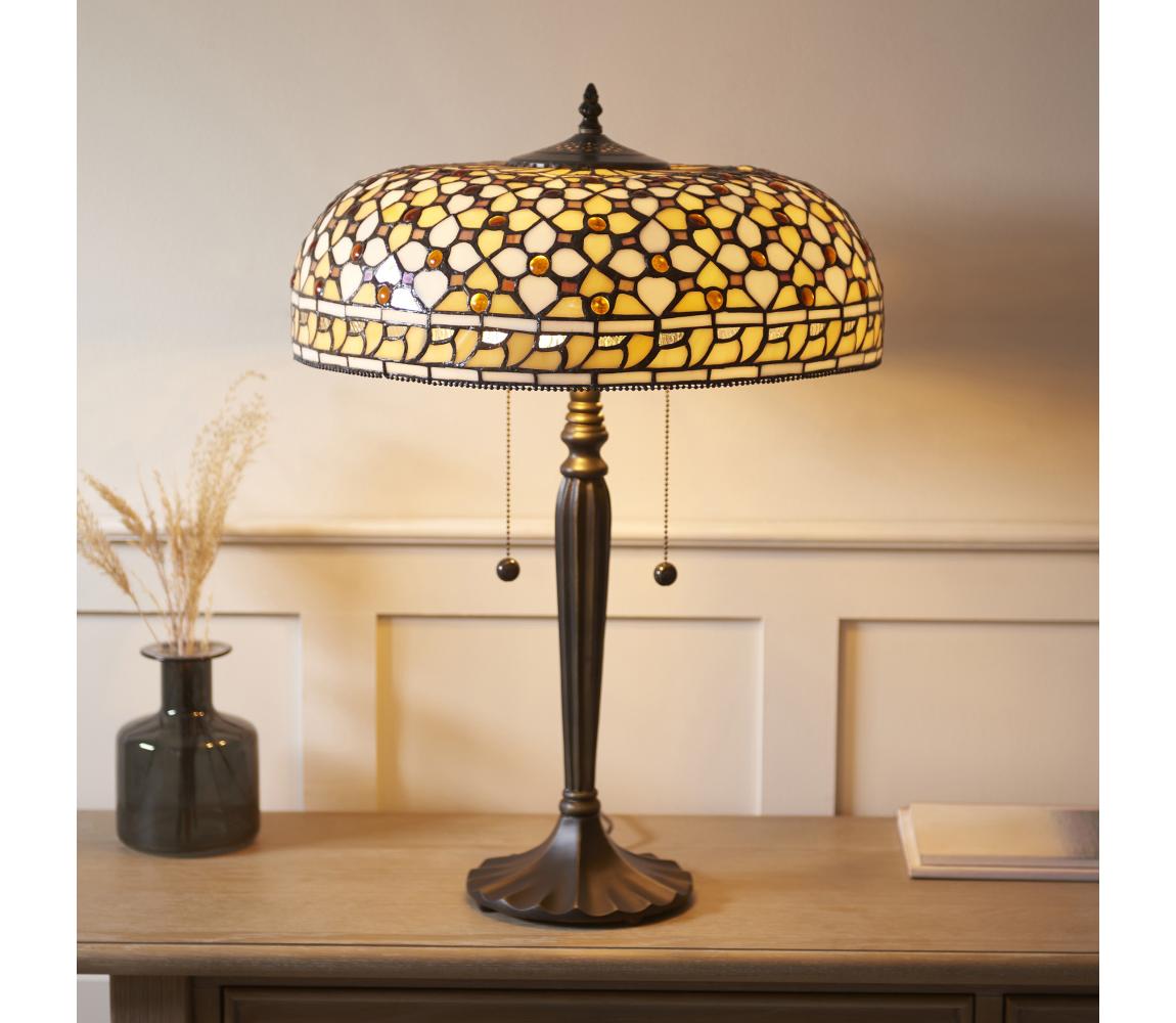 Endon 112178 - Stolní lampa Tiffany MILLE FEUX 2xE14/40W/230V pr. 45 cm 112178 Pestrobarevná