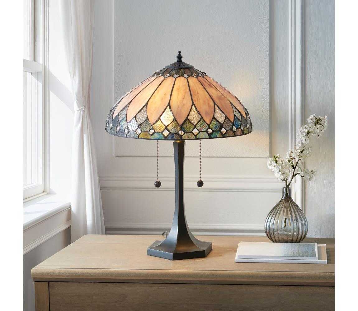 Endon 112183 - Stolní lampa Tiffany BROOKLYN 2xE14/10W/230V pr. 40 cm 112183 Pestrobarevná
