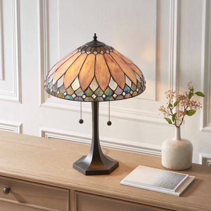 Endon 112183 - Stolní lampa Tiffany BROOKLYN 2xE14/10W/230V pr. 40 cm