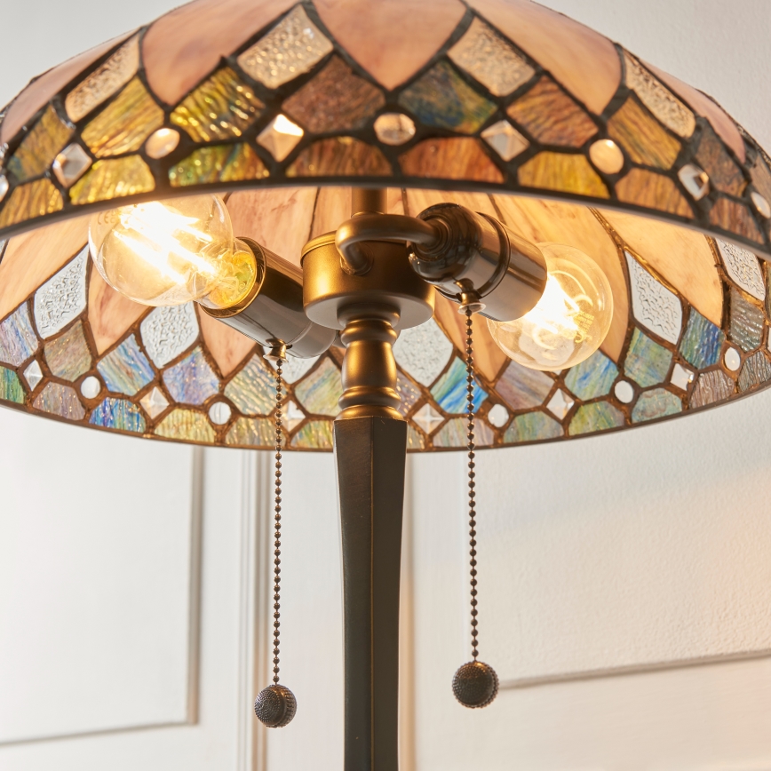 Endon 112183 - Stolní lampa Tiffany BROOKLYN 2xE14/10W/230V pr. 40 cm