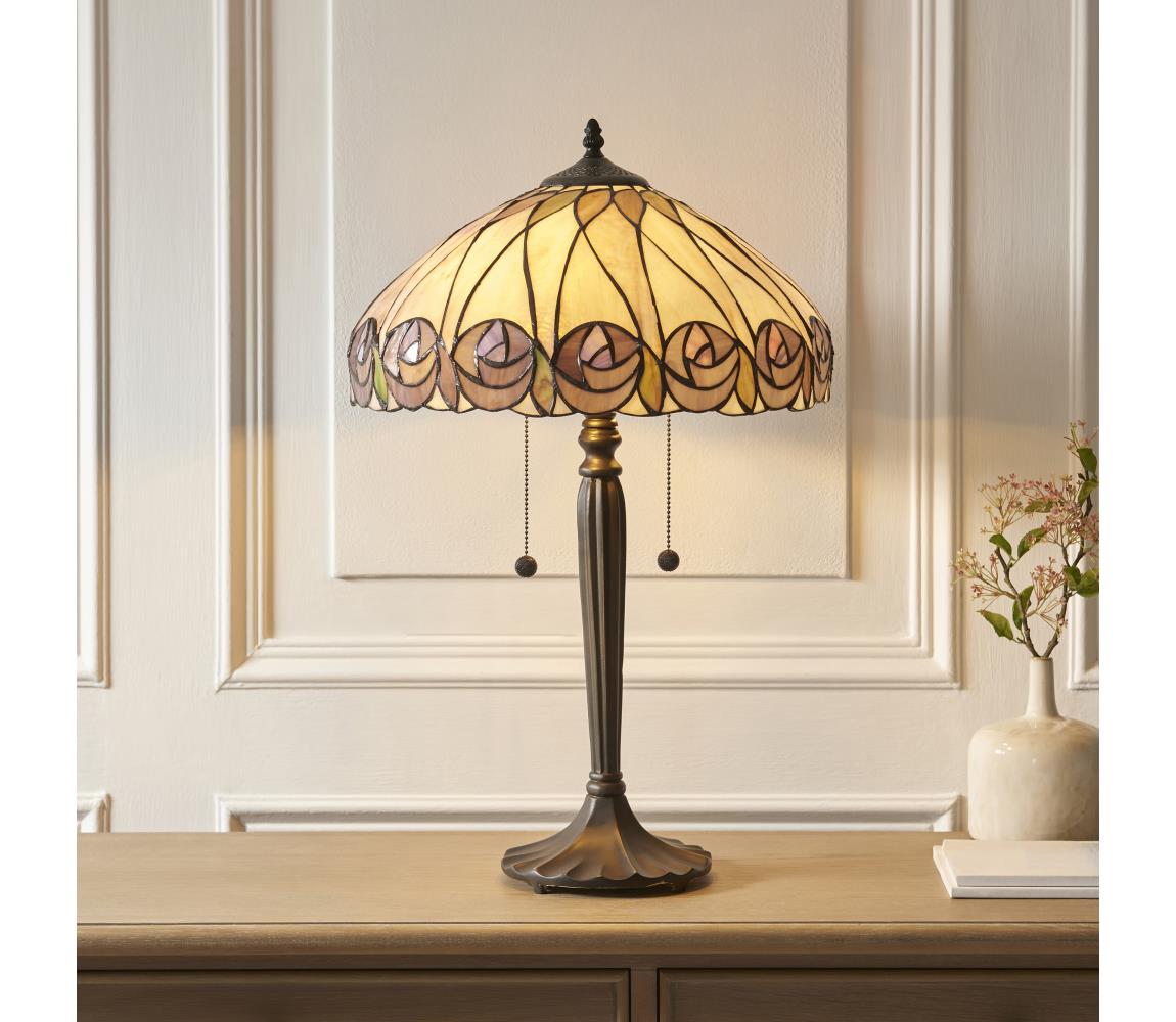 Endon 112184 - Stolní lampa Tiffany HUTCHINSON 2xE27/10W/230V pr. 40 cm 112184 Pestrobarevná
