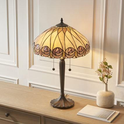 Endon 112184 - Stolní lampa Tiffany HUTCHINSON 2xE27/10W/230V pr. 40 cm