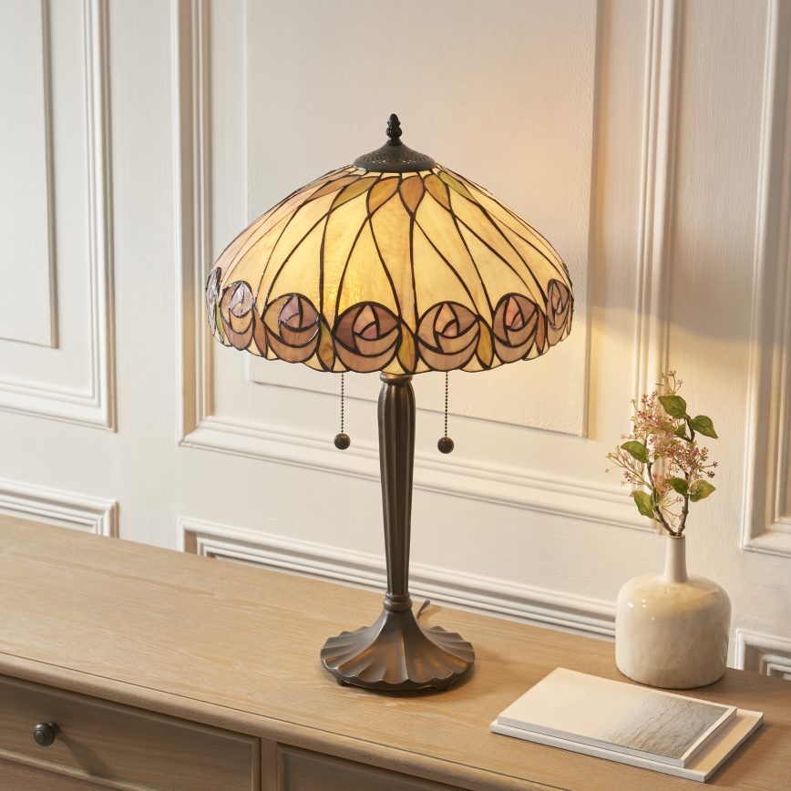 Endon 112184 - Stolní lampa Tiffany HUTCHINSON 2xE27/10W/230V pr. 40 cm