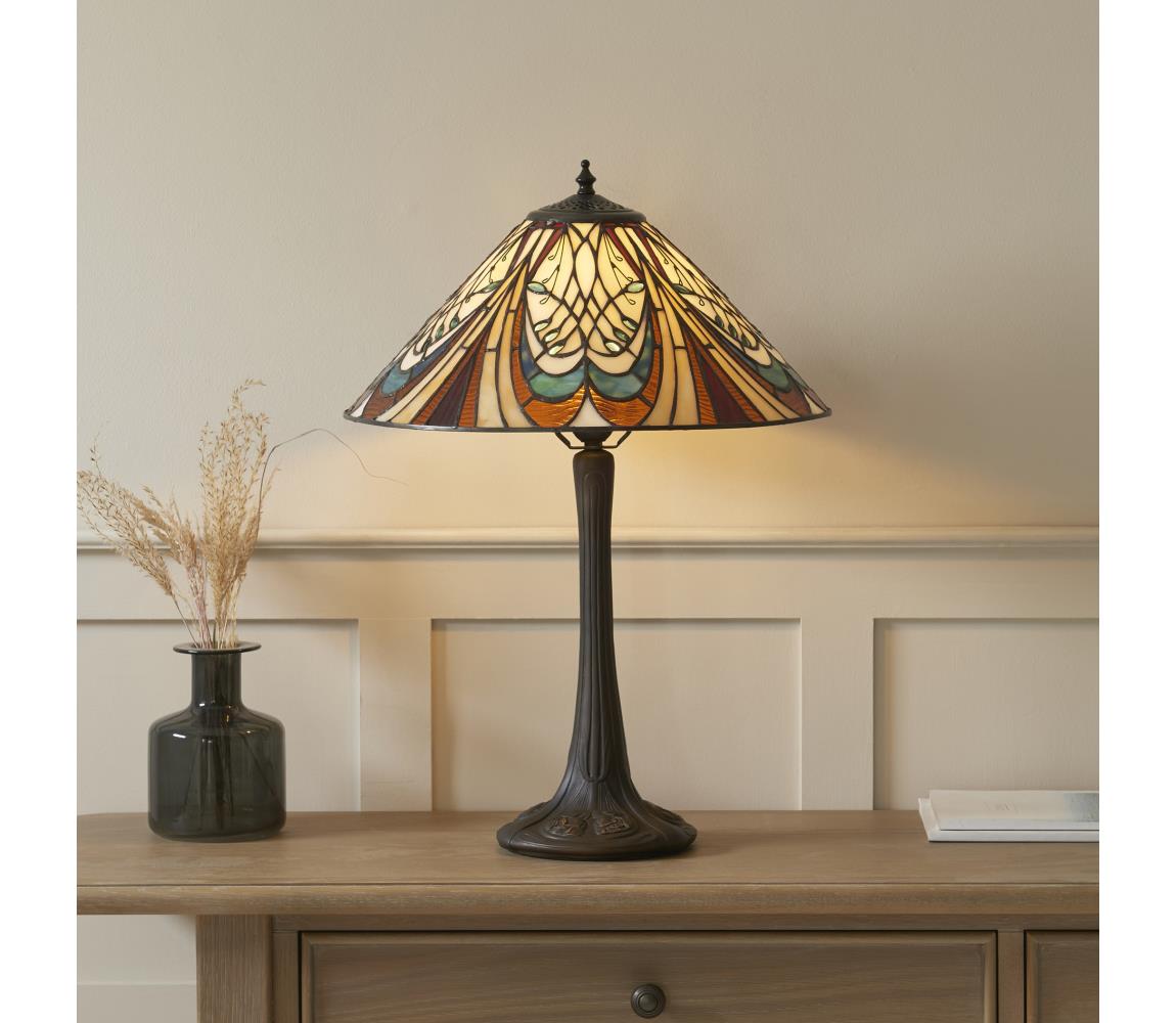 Endon 112185 - Stolní lampa Tiffany HECTOR 1xE27/10W/230V pr. 40 cm 112185 Pestrobarevná